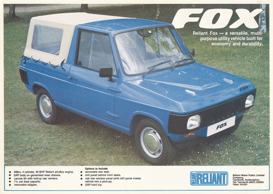 Originally intended for the Greek market, the Reliant Fox wasn’t a huge seller but hung around until the late 1980s