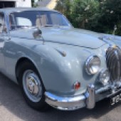 Finished in Mist Grey with a red leather interior, this 3.4-litre Jaguar Mk2 has been passed through generations of the same family since being bought new in 1960. It was treated to a bare-metal respray a few years ago and carries a £17,000-£19,000 guide price.