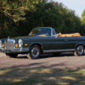 Historics always has a great selection of Mercedes-Benz, and this sale is no exception. The headliner is this 3.5-litre 280SE Cabriolet from 1971, which is one of only 1232 ever made and looks great in dark green with biscuit trim. It’s expected to command £165,000-£200,000.