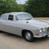 Registered in 1970, this H-plate Jaguar 420G was produced in the model’s final year and looks superb in Ascot Fawn with a Cinnamon leather interior. It’s in very good shape throughout and is guided at £11,000-£13,000.