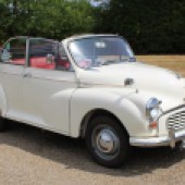 There are two white Morris Minor 1000 convertibles in the sale, both carrying the same £6000-£8000 guide. This well-presented 1966 example is the later of the two and comes with plenty of history.