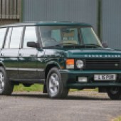 Owned by the same family for 28 years and subject to a seven-year restoration, this long-wheelbase 1994 Range Rover LSE is one of just 25 cars given the Autobiography treatment. It’s finished in British Racing Green with magnolia leather, and is guided at £40,000-£45,000.