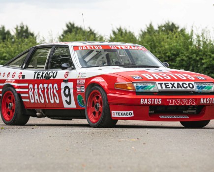 There’s a host of fantastic competition cars in the sale, but we couldn’t help be drawn in by this stunning Bastos-liveried Rover SD1 from 1986. The TWR-built Group A Touring Car has numerous race wins under its belt and even a French championship title. It could sell for as much as £200,000.