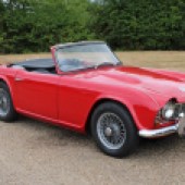 In exceptional condition, this show-winning 1964 Triumph TR4 was subject to a body-off restoration at the turn of the millennium and was previously owned by a Triumph club secretary. It comes with stacks of history and is estimated at £18,000-£22,000.