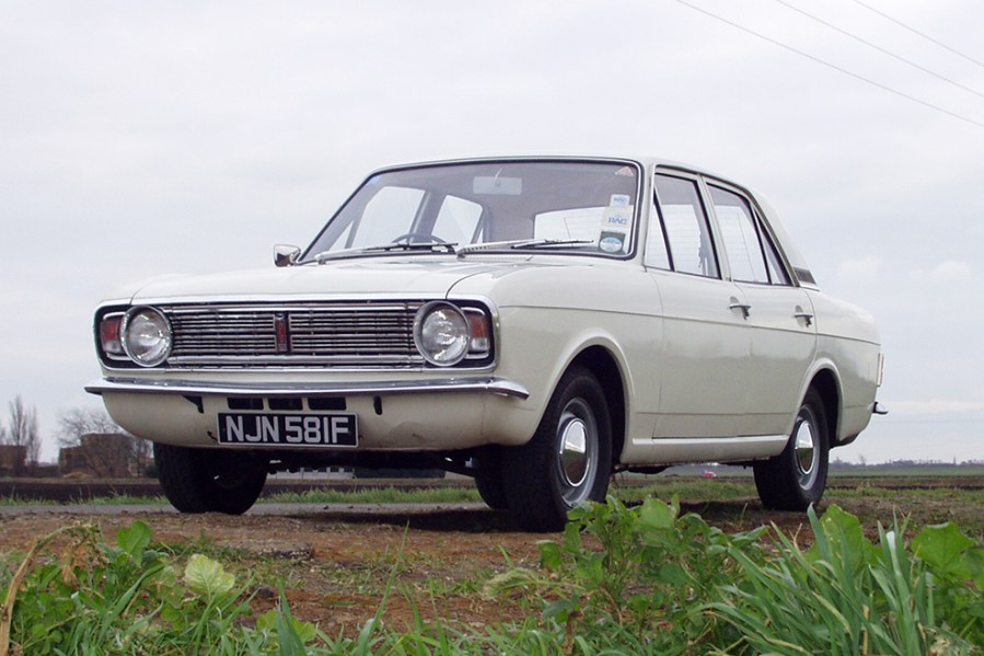 Front three-quarter shot of the Ford Cortina Mk2