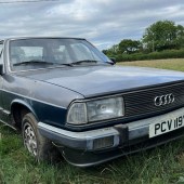 One of two Audi 100 projects offered, this five-cylinder CS Automatic model is one of only 100 made in right-hand drive. It’s been barn stored for more than 15 years and is offered without reserve.