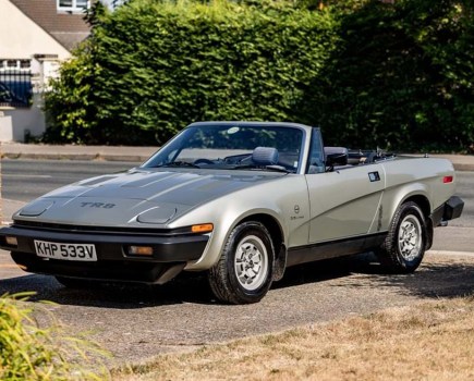 One of two factory demonstrators and just four automatic examples in right-hand drive, this 1980 Triumph TR8 Convertible was originally built to US specification and is fitted with a low compression engine for unleaded petrol, plus Lucas fuel-injection. It was previously owned by TR8 Archivist Rex Holford and is estimated at £17,000-£24,000.