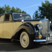 Finished in two-tone black over ivory with light beige leather and a half-length sunroof, this 1952 Bentley R-Type comes with its original handbooks and workshop manual. It’s estimated at £18,000-£22,000.