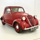 A rare pre-war example in right-hand drive, this 1937 Fiat 500 ‘Topolino’ is a UK car, sold new to a buyer in Dundee. It’s in very good condition with plenty of history, and is expected to command £8000-£12,000.