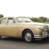 A smart example of the lesser-spotted and retrospectively titled Jaguar ‘Mk1’, this 1958 2.4 saloon looks superb in gold with cream leather upholstery and appears to be immaculate underneath. It’s estimated at £17,000-£19,000.