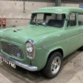Here’s an unusual offering: this 1957 Escort has been fitted with a 2000cc Ford engine and automatic gearbox. It also appears to be running Slot Mag-style wheels. The green machine shows an (unverified) mileage of 32,160 and has an estimate of £4000-£5000.