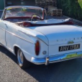 Described as “well presented,” this rare 1963 Super Minx Convertible has driven less than 1000 miles since 2011. It features optional individual front seats and wider aftermarket Ford wheels. Complete with a bulging history file, the auction house guides it at £6000-£7000.