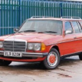 Among a large selection of Mercedes-Benz models in the sale is this S123-generation 250T dating from 1981. The 75,000-mile example is presented in bold ‘Reinorange’ and is expected to sell for £14,000-£18,000.