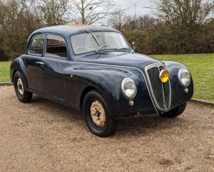 Modified in period by Lancia’s technical department for the 1952 Mille Miglia, this ‘barn find’ Aurelia B10 requires work. However, as a documented Mille Miglia-eligible car guided at £18,000-£22,000, it’s a rare find indeed.