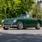 Presented beautifully in green with red leather trim, this four-seat 1958 Austin-Healey 100/6 has been fully restored and its original engine bored out to 3.0-litres. It also boasts numerous further upgrades such as electronic ignition and disc brakes, and is estimated at £55,000-£68,000.