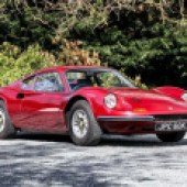 A potential sale headliner, this 1972 Ferrari Dino 246 GT is a genuine UK-supplied right-hand drive example and has been with its vendor for 33 years. It displays a mileage of 25,158 and is expected to sell for £190,000-£215,000.
