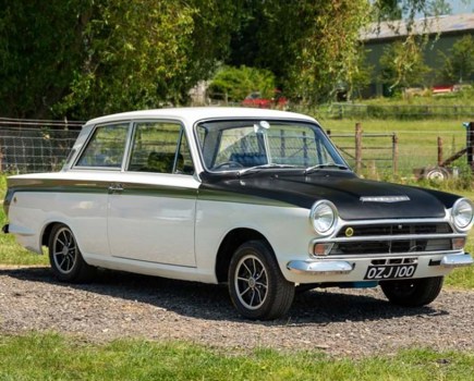 This 1966 Ford Cortina Lotus was driven to third overall in the 1967 Circuit of Ireland Rally and is beautifully presented with many period correct features. It seems to have been reshelled at some point due to the scars picked up during competition, but is a well-sorted example that’s offered with a sensible guide of £39,000-£46,000.