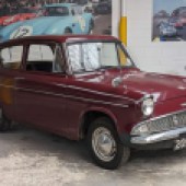Kept in the same family since new in 1962, this Imperial Red Ford Anglia hasn't been running for at least 20 years and so now requires recommissioning. Offered with no reserve, it shows what is believed to be a genuine 58,508 miles.