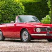 One of the prettiest cars in the sale is surely this 1966 Alfa Romeo Giulia GTC, which is number 54 of only 99 UK-supplied, right-hand drive convertibles. It was comprehensively restored some years ago with new old stock panels and extra strengthening, and is guided at £55,000-£65,000.