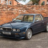 One of only 25 right- hand drive examples and especially desirable in non-catalysed form, this 1990 Maserati Karif was originally built for the Manging Director of Maserati in the UK and painted in Dark Aquamarine, which is understood to be a unique colour. It’s estimated at £17,000-£23,000.
