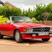 Owned by the vendor for 19 years, this 1988 Mercedes-Benz 300 SL is a late galvanised example of the R107 model and is said to be in excellent condition. It’s resplendent in Signal Red with a tan leather and is expected to changed hands for £19,000-£24,000.