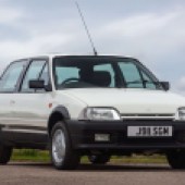 Listed as an “unrepeatable emerging modern classic,” this lightly recommissioned 1991 AX GTi shows just 15,897 miles on its odometer, almost certainly making it one of the lowest mileage examples in the UK. Its guide price is £14,000-£18,000.