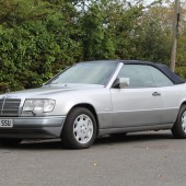 One of several Mercedes in the sale, this open-topped 320CE dates from 1993 and shows 89,637 miles backed up by a thick ring binder of history. It looks smart in silver with navy leather and is estimated at £8000-£9000.