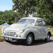 The earliest of three Morris Minors in the sale, this 1952 Series 1 saloon has been owned by the vendor and her late partner from new and comes with documentation dating back to 1960. Resplendent in Birch Grey with red trim, it still has its sidevalve engine and is estimated at £5500-£6000.