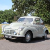 The earliest of three Morris Minors in the sale, this 1952 Series 1 saloon has been owned by the vendor and her late partner from new and comes with documentation dating back to 1960. Resplendent in Birch Grey with red trim, it still has its sidevalve engine and is estimated at £5500-£6000.