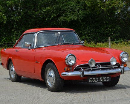 This 1966 Sunbeam Alpine GT still retains its factory hardtop and boasts its original 1725cc engine with overdrive. Now fitted with electronic ignition and showing just 42,478 miles, it looks a very tempting prospect at a predicted £8000-£9000.