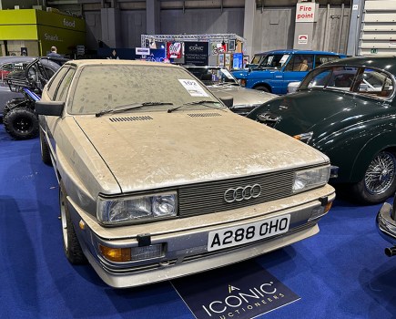 This UK-supplied, right-hand drive Audi Quattro was purchased brand new in 1984 by a farmer in Southampton. It was passed on to his son in 1995 but he never drove it, storing it in a barn. It sold for £21,375.