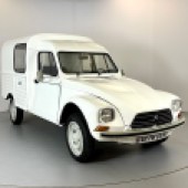Rare in any condition, let alone this tidy, is this 1987 Citroën Acadiane, the van derivative of the 2CV’s Dyane sibling. Sporting repainted immaculate bodywork and the later 602cc engine, a £7000-£9000 guide price makes this classic commercial great value.
