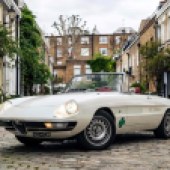 This 1977 Alfa Romeo Spider had been treated to a bare-metal factory bespoke build by Alfaholics, costing over £300,000. Based upon an original right-hand drive car, it was created for track use but had since been softened for the road. At £136,560 it was expensive, but far cheaper than commissioning your own.