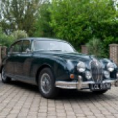 Despite presenting as an extremely tidy and original Opalescent British Racing Green car, this 1963 Jaguar Mk2 was far from standard, sporting a four-speed overdrive gearbox and 4.2 XK engine. It sold for £22,500.