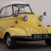 With a remarkable 50,000 miles from new and just two previous owners, this 1961 Messerschmitt KR200 is a local celebrity in Hereford where it spent over 40 years on sale in a dealership. It’s estimated to fetch £16,000–18,000.