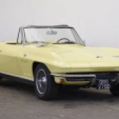 A rare 1966 Chevrolet Corvette Sting Ray convertible with manual gearbox and gorgeous yellow paint, this American classic is sure to turn heads. Current interest seems strong; £55,000–60,000 is the estimate.