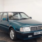 This 1987 Lancia Thema is the desirable Ferrari-powered ‘8.32’ variant. Finished in Reflex Green, it was a Dutch-market car before being imported in 2017. Extensive history and paperwork – including a recent £5000 Ferrari specialist bill – suggests a pampered life, and it’s offered with no reserve.