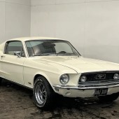 Presenting beautifully in white, this 1968 Ford Mustang Fastback hides an extensively modified 351 cubic-inch V8 engine including tubular headers, performance intake manifold, competition camshaft and Holley carb. A steering rack conversion improves driveability and helps contribute to a £39,000–£41,000 guide price