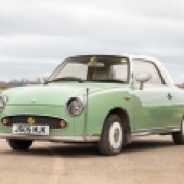 The Nissan Figaro has transcended its retro-styled origins to become an appreciating classic in its own right. This 1991 car has just 65,000 miles on the clock, presents extremely well inside and out and is offered with no reserve.