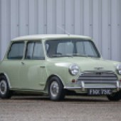 Fiesta Yellow with an Old English White roof and a Powder Blue/Gold Brocade Grey interior was unpopular colour combination in period, but is now highly prized and really helps this 1965 Morris Cooper 1275 S stand out. It’s one of three Minis in the sale and is estimated at £38,000-£48,000.