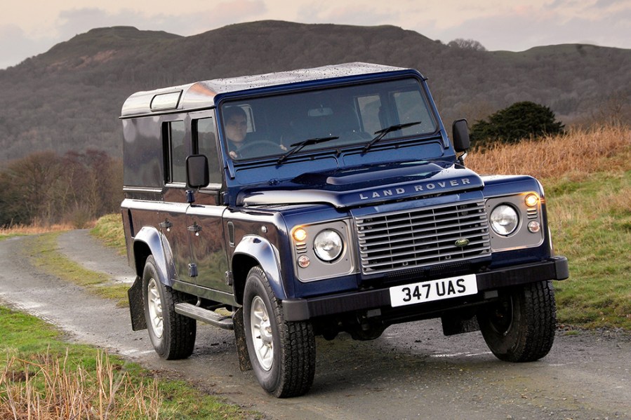 A late-model Defender with Ford power and humped bonnet