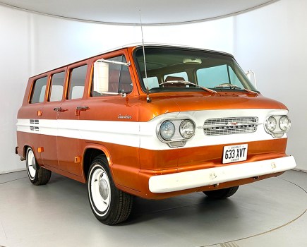 A real rarity in the UK, this striking 1961 Chevrolet Corvair Greenbrier van uses the 2.4-litre air-cooled flat-six engine from the Corvair sports car and was imported in 2021. UK registered and sure to turn heads, it’s expected to fetch £10,000–14,000.
