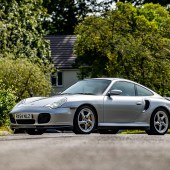 An original Porsche press car and one of fewer than 60 UK manual examples believed to have been produced, this 996-generation 911 Turbo S from 2004 has covered a mere 61,900 miles and boasts 440bhp. It’s estimated at £38,000–48,000.