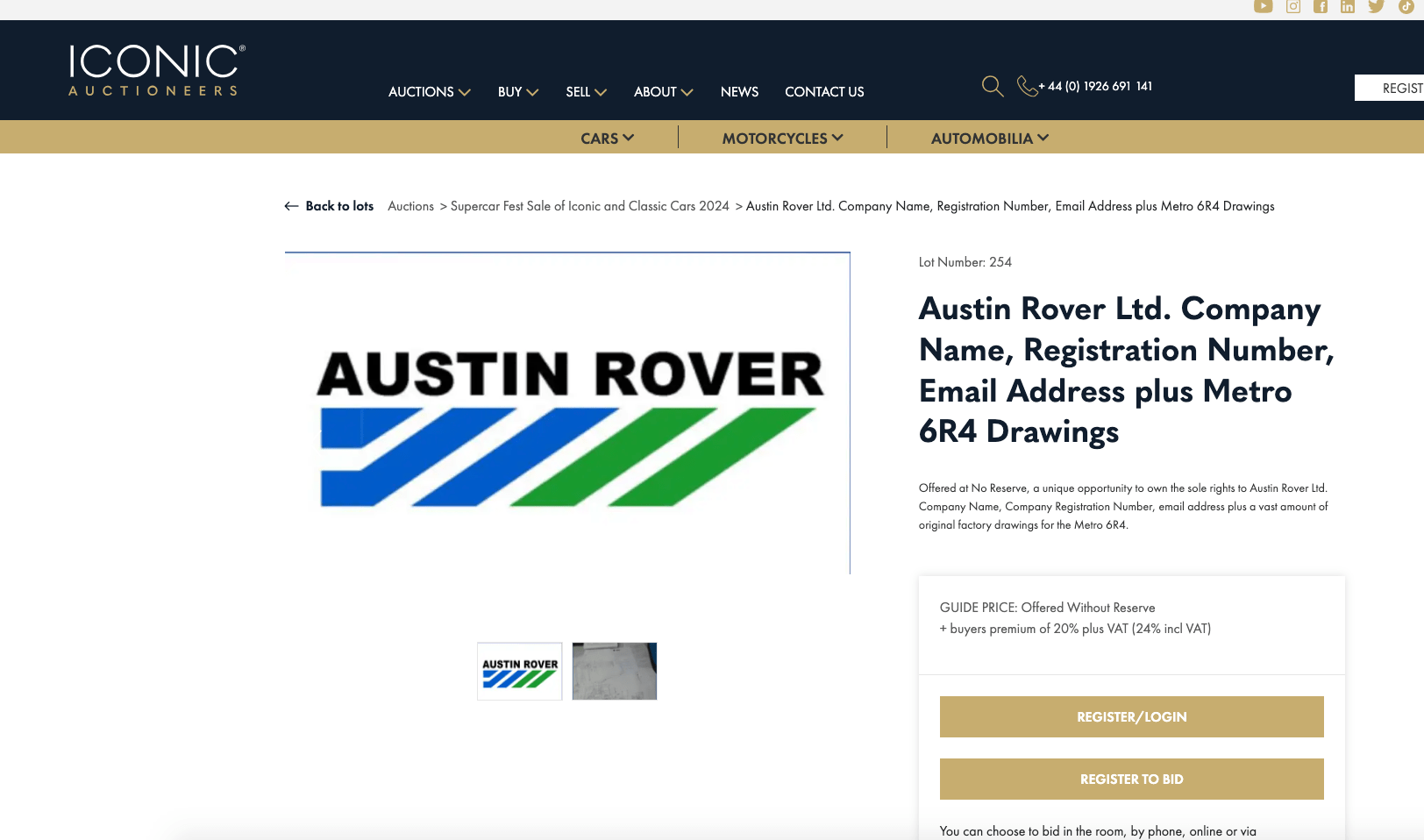 ‘Austin Rover’ for sale at Iconic Auctioneers - Classics World
