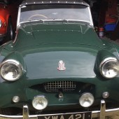 The TR2 is amongst the rarest Triumph TRs, and this 1956 example looks ready to enjoy. Sporting the unusual but tasteful colour combination of British Racing Green with a red interior and roof, it looks smart inside and out and is estimated at £18,000–22,000.