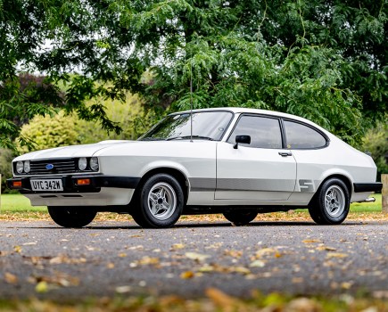 With just 63,000 miles to its name, this 1981 Ford Capri Mk3 3.0S looks to be in lovely condition and sports desirable ‘fishnet’ Recaros, trimmed in Carla with Savannah fabric surrounds. Benefitting from a recent thorough service and extensive gasket renewal, it’s ready to be used and carries a £17,000–23,000 guide