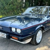 Sporting the rare and desirable Turbo Technics twin-turbo conversion, this 1986 Ford Capri 2.8i is a very late car and looks smart with its Paris Blue paintwork. With extensive history paperwork – including the original Turbo Technics dyno graph – it’s expected to make £22,000–27,000