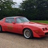 Unquestionably the most head-turning car in the sale is this 1980 Pontiac Firebird Trans Am. Sporting the T-top roof and 6.6-litre V8 engine, it benefitted from £15,000 of expenditure that included bespoke wheels, uprated radiator and adjustable shocks. Striking in orange, it’s guided at £25,000–30,000