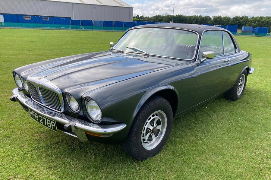 One of just 1677 examples produced, this 1976 Daimler Sovereign 4.2 offers an even plusher Series 2 Jaguar XJC. Resplendent in dark grey with a black vinyl roof and an oxblood interior, it shows just 42,000 miles on the odometer and is guided very reasonably at £8000–9000