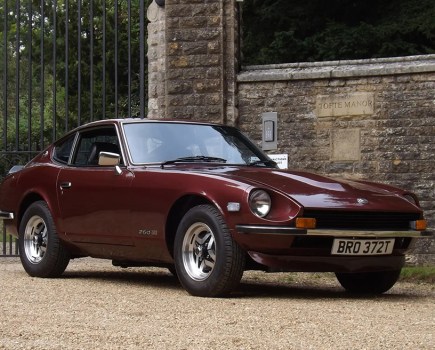 Showing just 29,600 miles and two previous keepers on its V5, this 1978 Datsun 260Z looks stunning in Wine Red Metallic and is rare being a right-hand drive UK car with a manual gearbox. It’s estimated at £35,000–40,000